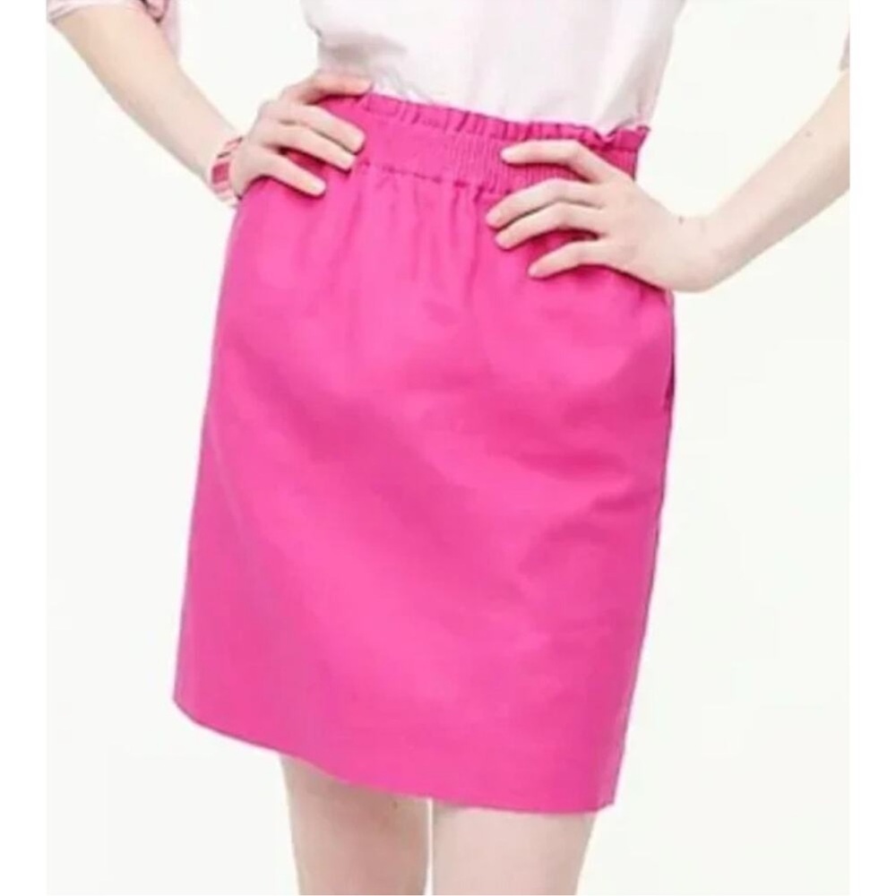 J.Crew Skirt Womens 14 Pink City Mini Smocked Cotton Linen Blend